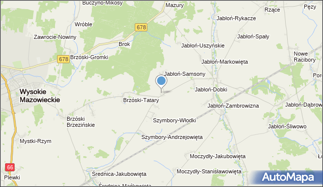 mapa Jabłoń-Kikolskie, Jabłoń-Kikolskie na mapie Targeo