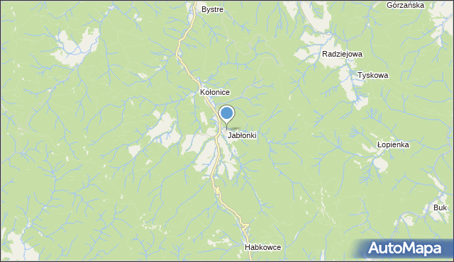 mapa Jabłonki, Jabłonki gmina Baligród na mapie Targeo