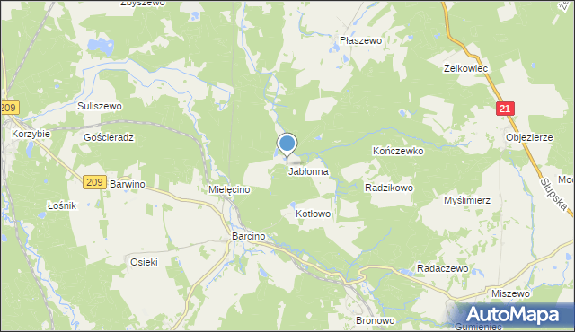 mapa Jabłonna, Jabłonna gmina Kępice na mapie Targeo