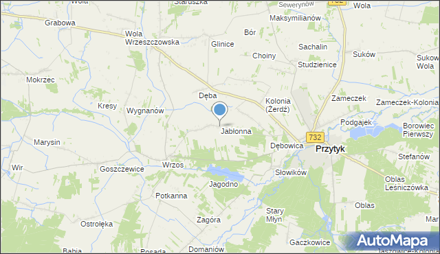 mapa Jabłonna, Jabłonna gmina Przytyk na mapie Targeo