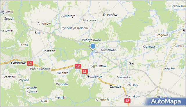 mapa Jabłonna, Jabłonna gmina Rusinów na mapie Targeo