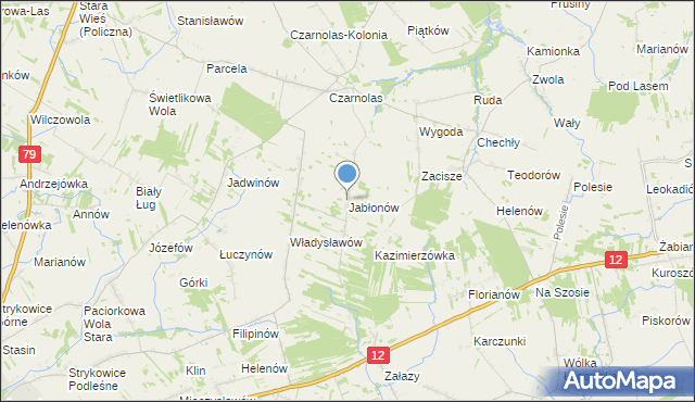 mapa Jabłonów, Jabłonów gmina Policzna na mapie Targeo