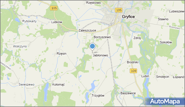 mapa Jabłonowo, Jabłonowo gmina Gryfice na mapie Targeo