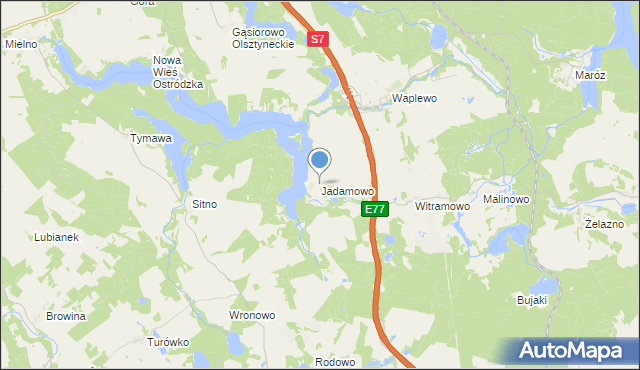 mapa Jadamowo, Jadamowo na mapie Targeo