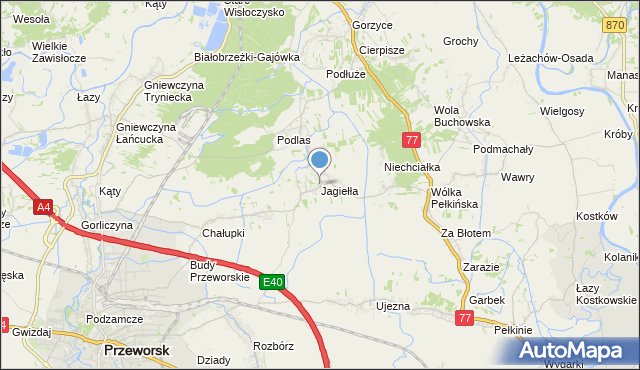 mapa Jagiełła, Jagiełła gmina Tryńcza na mapie Targeo