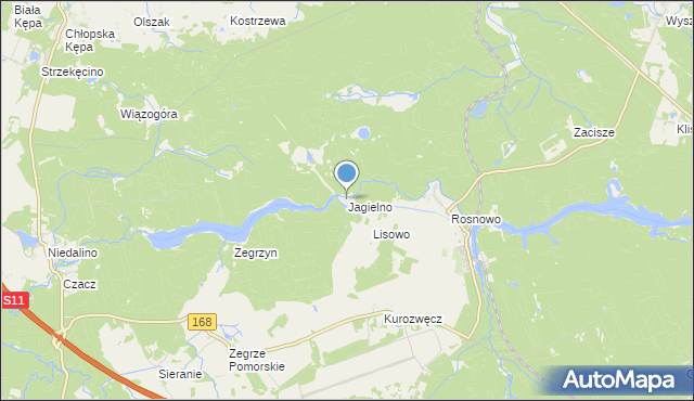 mapa Jagielno, Jagielno gmina Manowo na mapie Targeo