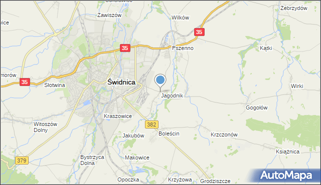 mapa Jagodnik, Jagodnik gmina Świdnica na mapie Targeo