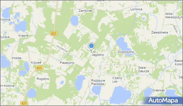 mapa Jagodno, Jagodno gmina Ludwin na mapie Targeo