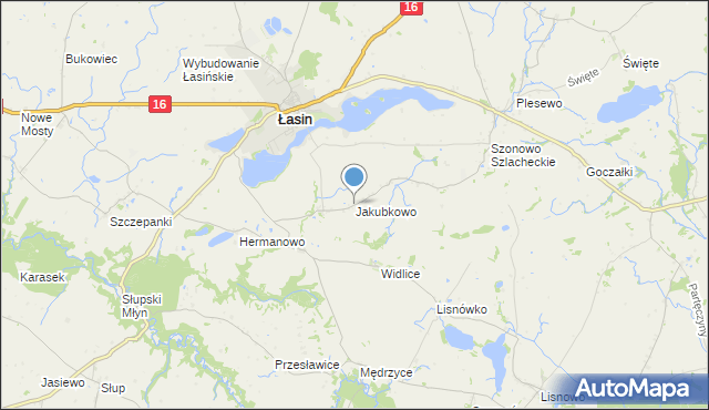 mapa Jakubkowo, Jakubkowo gmina Łasin na mapie Targeo