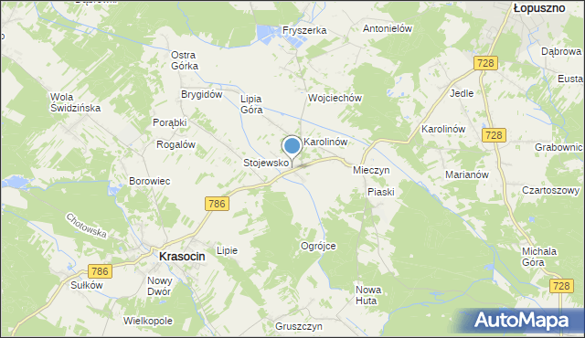 mapa Jakubów, Jakubów gmina Krasocin na mapie Targeo