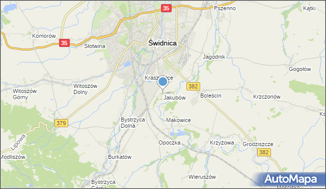 mapa Jakubów, Jakubów gmina Świdnica na mapie Targeo