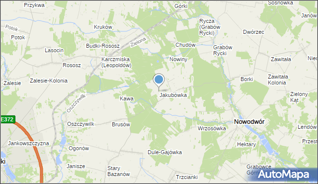 mapa Jakubówka, Jakubówka gmina Nowodwór na mapie Targeo