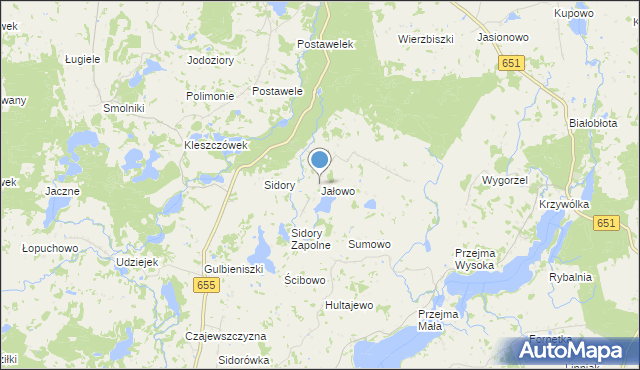 mapa Jałowo, Jałowo gmina Rutka-Tartak na mapie Targeo