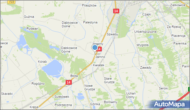 mapa Jamno, Jamno gmina Łowicz na mapie Targeo