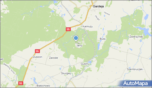 mapa Jamy, Jamy gmina Rogóźno na mapie Targeo