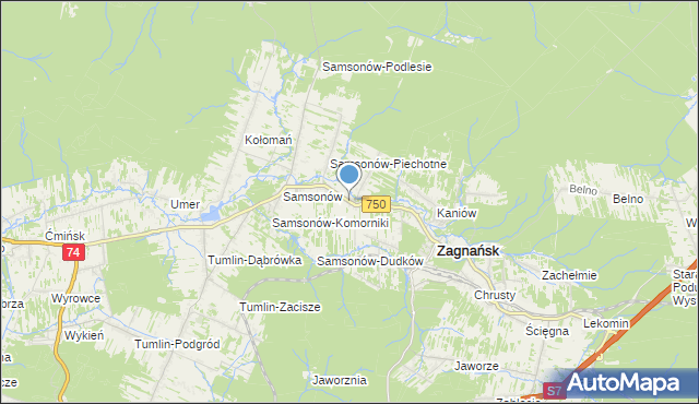 mapa Janaszów, Janaszów gmina Zagnańsk na mapie Targeo
