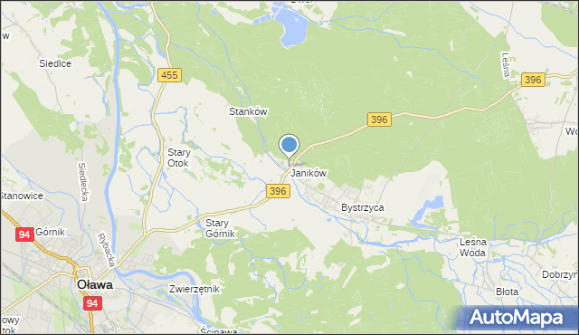 mapa Janików, Janików gmina Oława na mapie Targeo