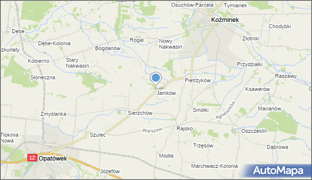 mapa Janików, Janików gmina Opatówek na mapie Targeo