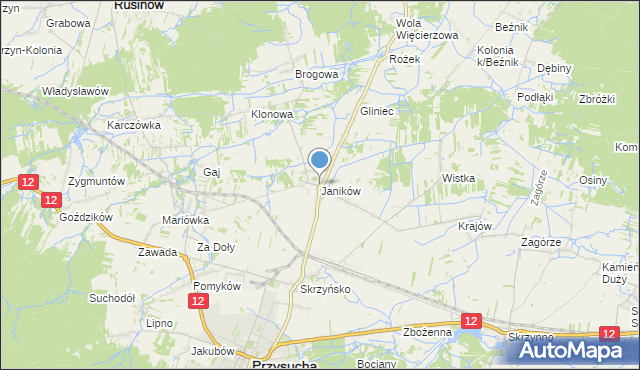 mapa Janików, Janików gmina Przysucha na mapie Targeo