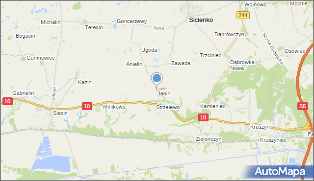 mapa Janin, Janin gmina Sicienko na mapie Targeo