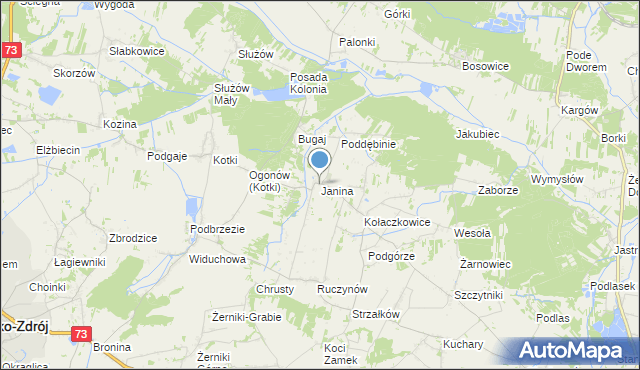 mapa Janina, Janina gmina Busko-Zdrój na mapie Targeo