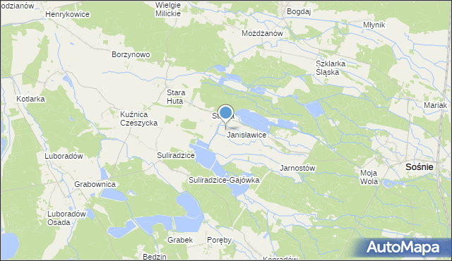 mapa Janisławice, Janisławice gmina Sośnie na mapie Targeo