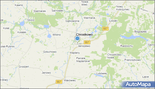 mapa Janiszewo, Janiszewo gmina Chrostkowo na mapie Targeo