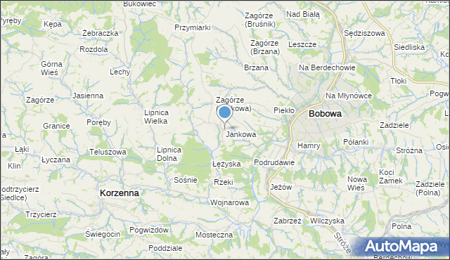 mapa Jankowa, Jankowa gmina Bobowa na mapie Targeo