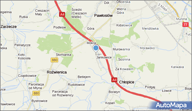 mapa Jankowice, Jankowice gmina Chłopice na mapie Targeo