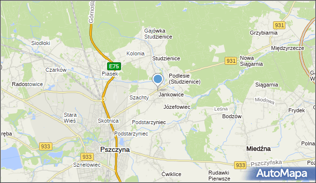 mapa Jankowice, Jankowice gmina Pszczyna na mapie Targeo