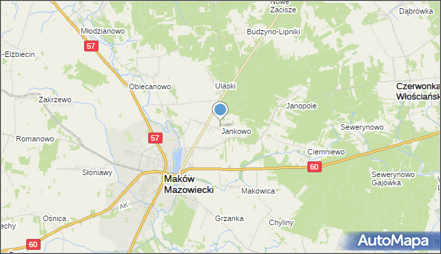 mapa Jankowo, Jankowo gmina Czerwonka na mapie Targeo
