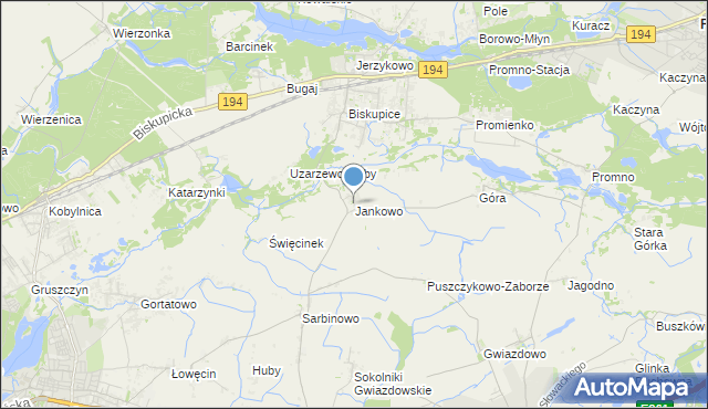 mapa Jankowo, Jankowo gmina Pobiedziska na mapie Targeo