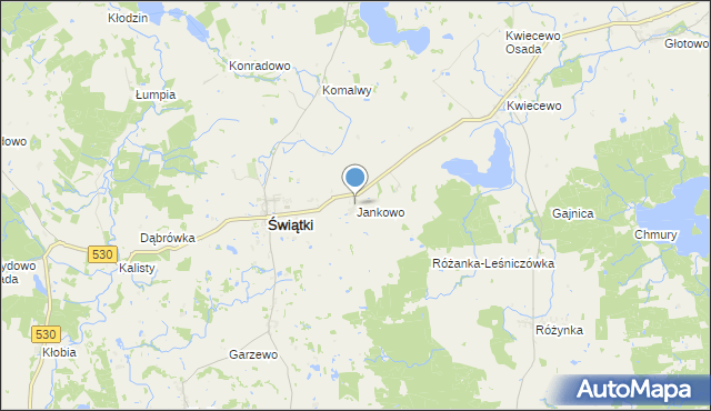 mapa Jankowo, Jankowo gmina Świątki na mapie Targeo