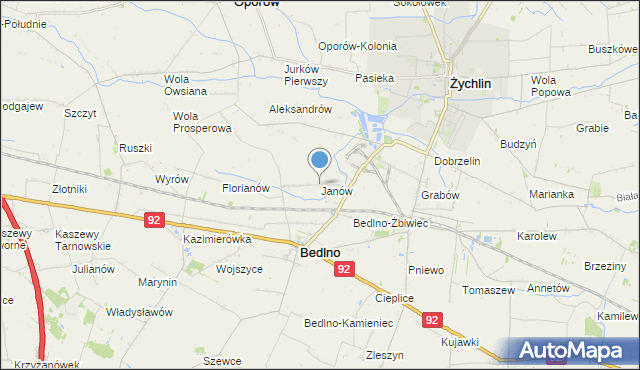 mapa Janów, Janów gmina Bedlno na mapie Targeo