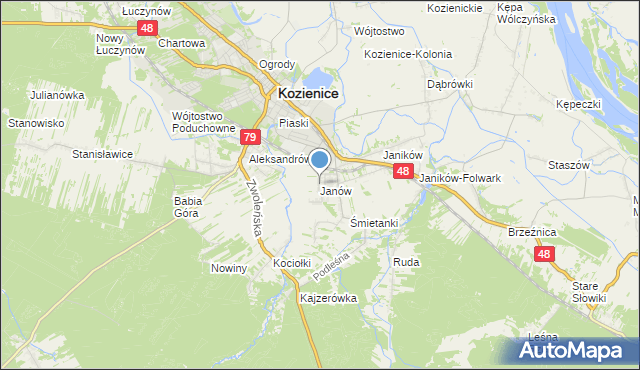 mapa Janów, Janów gmina Kozienice na mapie Targeo