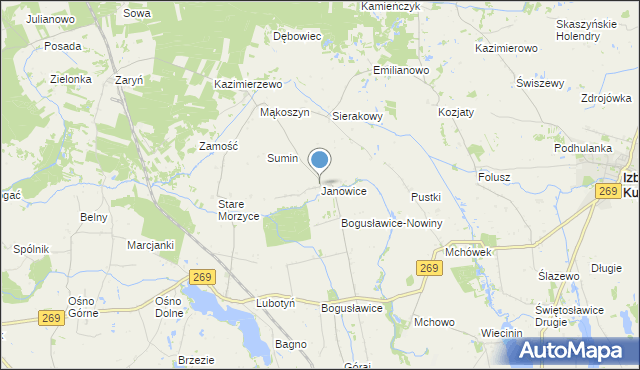 mapa Janowice, Janowice gmina Babiak na mapie Targeo