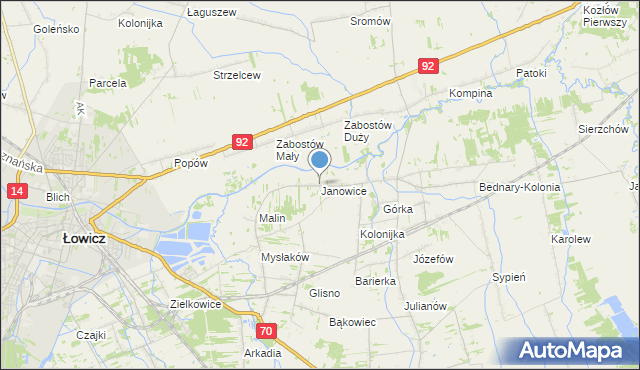 mapa Janowice, Janowice gmina Nieborów na mapie Targeo
