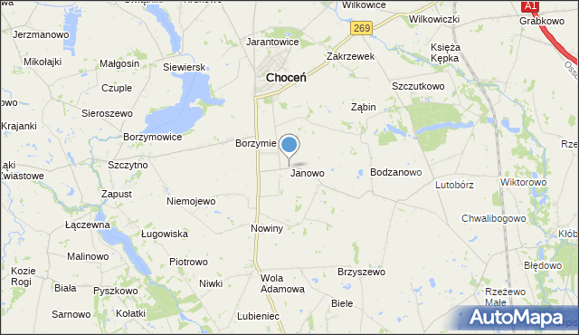 mapa Janowo, Janowo gmina Choceń na mapie Targeo