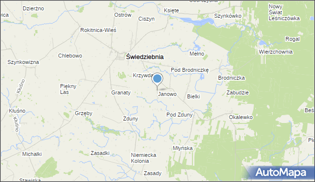 mapa Janowo, Janowo gmina Świedziebnia na mapie Targeo