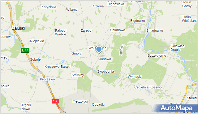 mapa Janowo, Janowo gmina Zakroczym na mapie Targeo