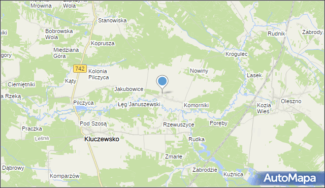 mapa Januszewice, Januszewice gmina Kluczewsko na mapie Targeo