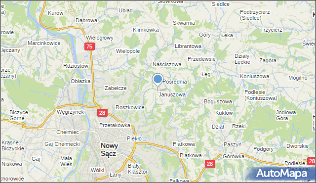 mapa Januszowa, Januszowa na mapie Targeo