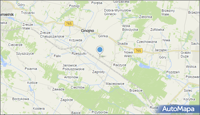 mapa Januszowice, Januszowice gmina Gnojno na mapie Targeo