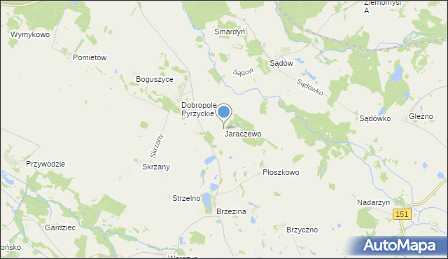 mapa Jaraczewo, Jaraczewo gmina Dolice na mapie Targeo
