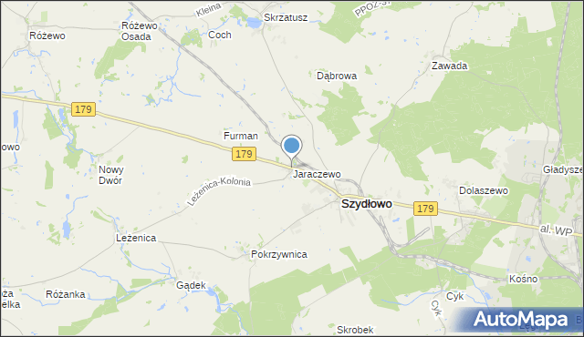 mapa Jaraczewo, Jaraczewo gmina Szydłowo na mapie Targeo