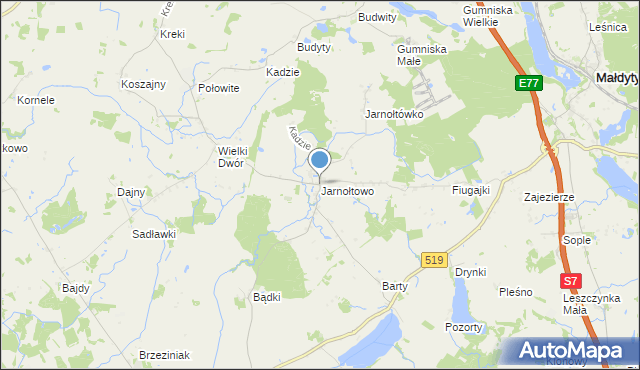 mapa Jarnołtowo, Jarnołtowo na mapie Targeo