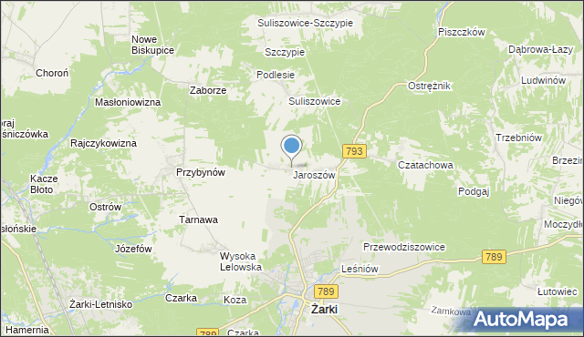mapa Jaroszów, Jaroszów gmina Żarki na mapie Targeo