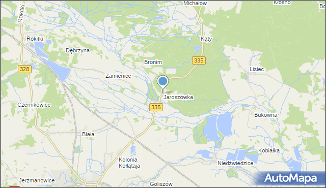 mapa Jaroszówka, Jaroszówka gmina Chojnów na mapie Targeo