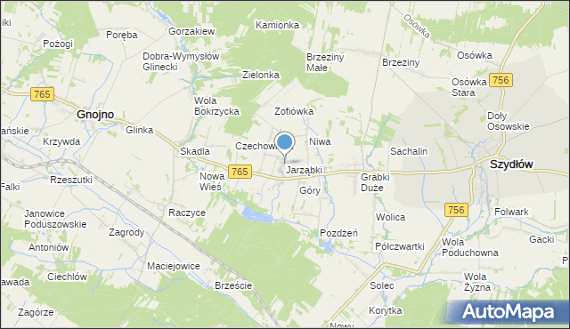 mapa Jarząbki, Jarząbki gmina Gnojno na mapie Targeo
