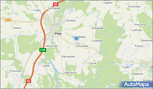 mapa Jarzysław, Jarzysław gmina Płoty na mapie Targeo